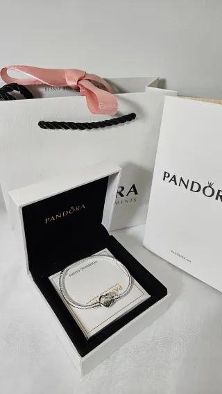 Pulsera Corazón Plata, incluye caja y bolsa