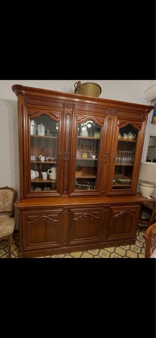 Mueble comedor provenzal madera y cristal