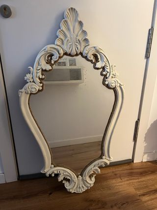 Espejo Rococó Vintage Marco Ornamental Blanco