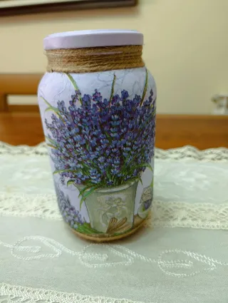 Tarro de cristal decorado lavanda