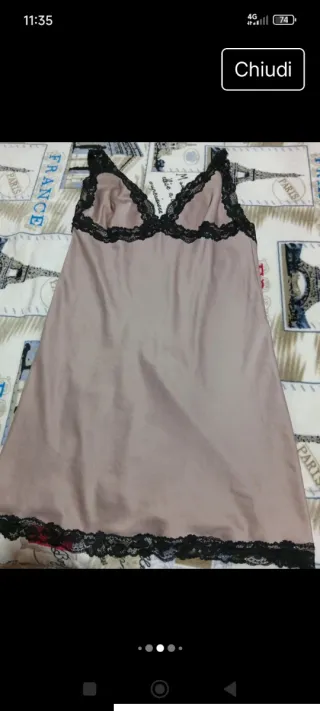 Abito pizzo macramè ricamato con sottoveste