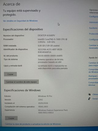 Ordenador Intel Core i5 7400 3.00 GHz 8GB RAM