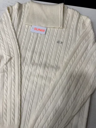 Maglione collo alto SUN68 lana beige nuovo