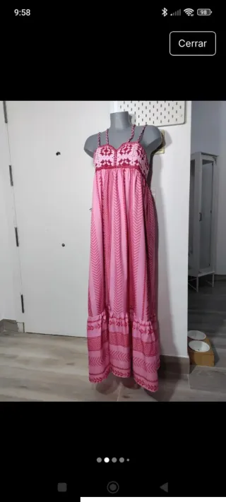 Vestido largo rosa estampado