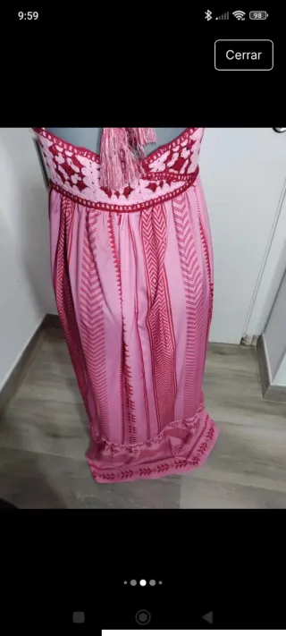 Vestido largo rosa estampado