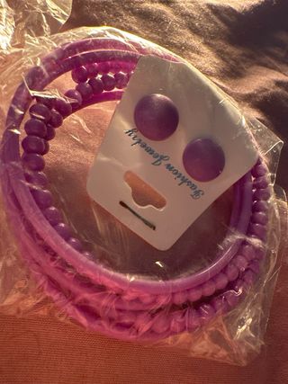 Conjunto Pulseras y Pendientes Rosa