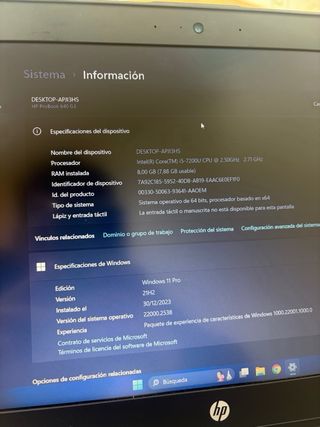 Portátil HP i5 15” barato funciona perfecto