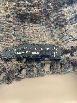 Cardigan lungo traforato grigio