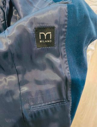 Chaqueta americana azul con botones marrones  S-M