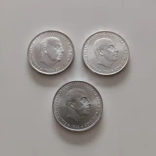 Monedas 100 Pesetas Plata 1966 *66*67 y *68