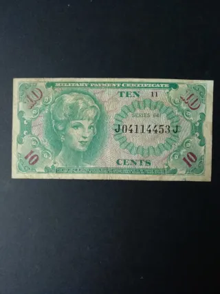 Certificado Pago Militar 10 Cents.