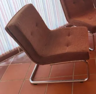 Poltrona vintage anni '80 con tubi cromati