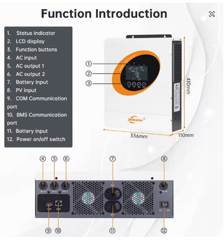 Jsdsolar 6.5KW 48V Inverter Solare Ibrido
