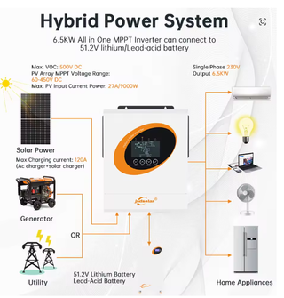 Jsdsolar 6.5KW 48V Inverter Solare Ibrido