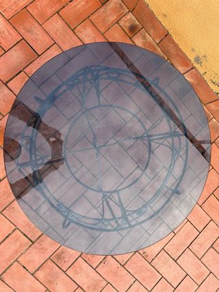 Mesa jardín hierro y cristal