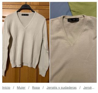 Jersey Zara V-neck Beige Talla M