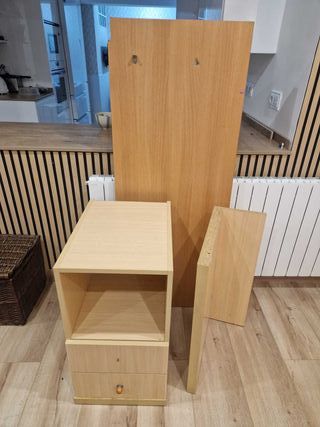 Escritorio madera maciza con cajonera color claro