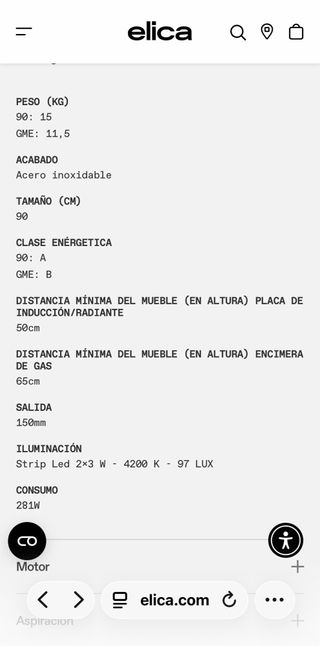 Campana extractora Elica CT35 PRO