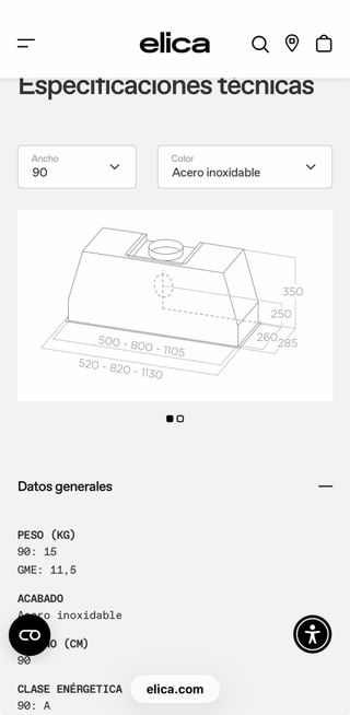 Campana extractora Elica CT35 PRO