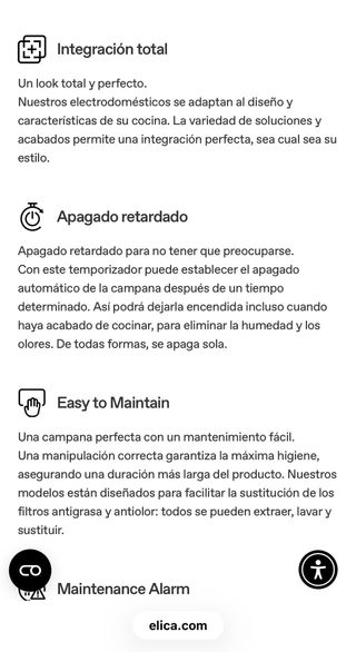 Campana extractora Elica CT35 PRO