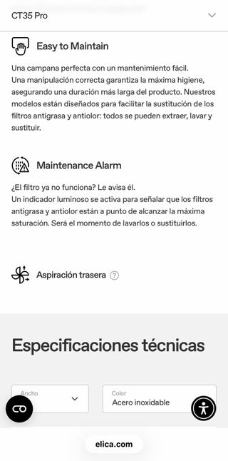 Campana extractora Elica CT35 PRO