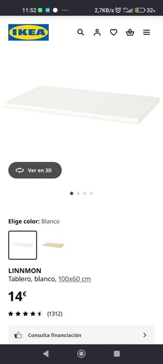 Escritorio LINNMON 100cm + 4 patas