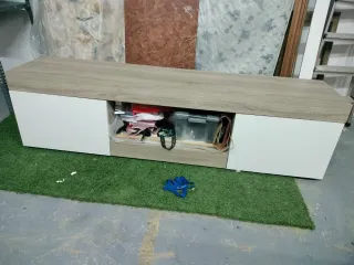 Mueble TV Comedor Madera y Blanco