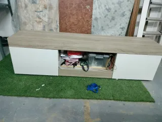 Mueble TV Comedor Madera y Blanco