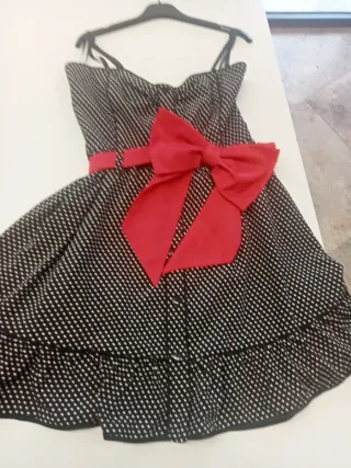 Vestido Pin Up Lunares Rojo y Negro Talla L