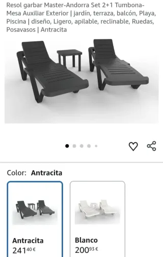 Set 2 Tumbonas + Mesa Negra