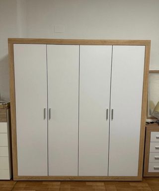 Armario 4 puertas madera y blanco- Envio gratis
