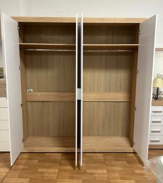 Armario 4 puertas madera y blanco- Envio gratis