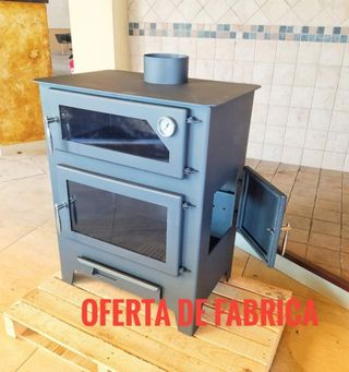 Estufa de leña gris con horno H-3
