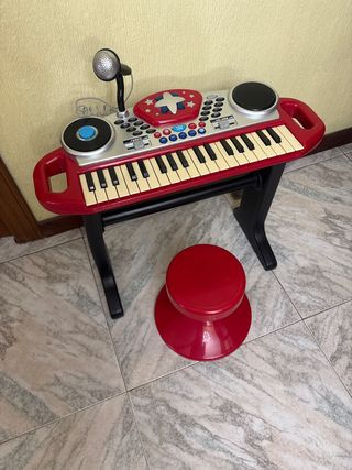 Teclado infantil con micrófono y banqueta