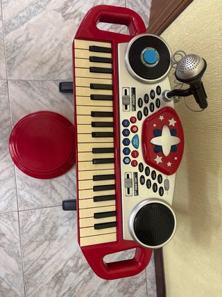 Teclado infantil con micrófono y banqueta