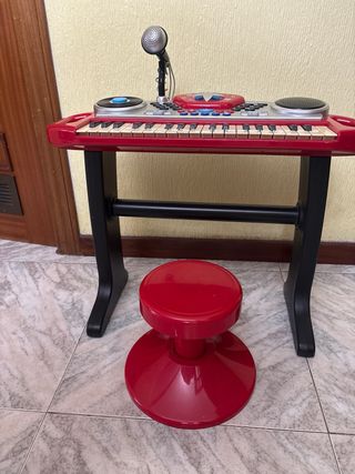 Teclado infantil con micrófono y banqueta