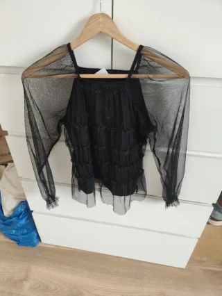 Camisa negra con brillos talla 13-14 cm 164