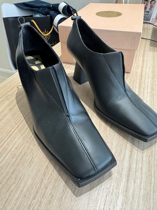 Botín Ras Negro Piel Talla 37