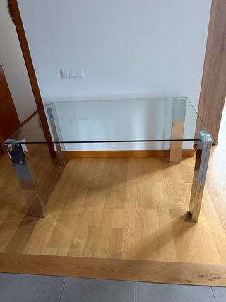 Tavolo da Pranzo in Cristallo e Acciaio