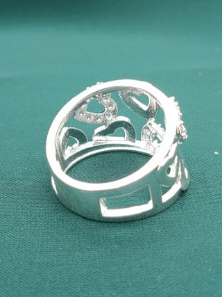 Anillo Plata Ley 925 Corazones Circonitas