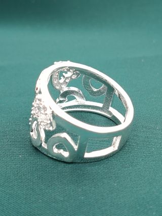 Anillo Plata Ley 925 Corazones Circonitas