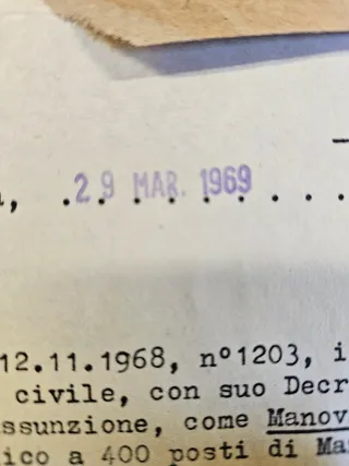 Documento 1969 + Francobolli