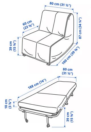 Poltrona letto Ikea Lycksele 90 cm Beige
