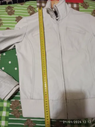 Cazadora Piel Mango Beige Mujer