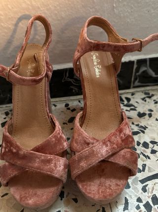 Tacones Rosa Terciopelo