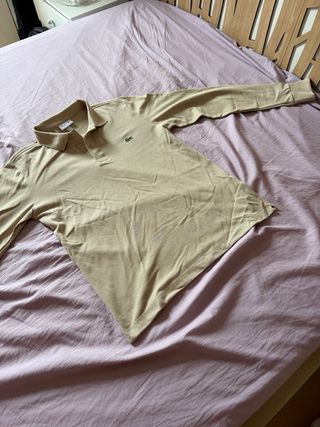 Polo Lacoste Manga Larga Beige Talla M