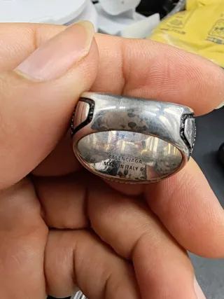 Anello Balenciaga College Vintage Nero Argento