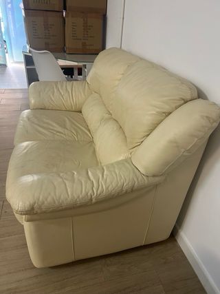 Divano in pelle beige 2 posti