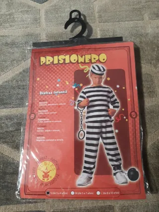 Disfraz Prisionero Infantil  TALLA: 3 a 4 años.