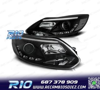 FAROS FORD FOCUS 11-14 TUBE LIGHT + LED FONDO NEGRO